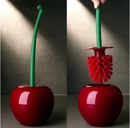 Add a touch of fruity fun to your bathroom cleaning routine with this quirky cherry-shaped toilet brush. This playful set features a bright red cherry-shaped holder and a matching brush, making a typically mundane task a little more cheerful.