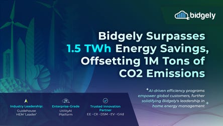 Bidgely's 1.5 TWh milestone was achieved through its expanding product suite deployed by a growing customer base of gas, electric, dual fuel and water utilities.