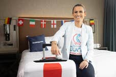 EDITORIAL USE ONLY Former England footballer Karen Carney has partnered with Booking.com, the official sponsor of UEFA Women’s EURO 2025, to launch a new campaign designed to help more fans experience the game live, at this year’s tournament. Issue date: Tuesday May 13, 2025. PA Photo. The campaign helps England supporters experience more live sport, encouraging more people to become fans of football, by offering half back on the cost of accommodation in Switzerland this July following research which reveals that over three quarters of people have never seen their team play internationally.