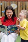 EDITORIAL USE ONLY Roxanne Hoyle, also known as LadBabyMum, with Harry, 4, at a Busy Bees nursery in Nottingham to launch a nationwide ‘Giggle-A-Thon’, raising funds and awareness for BBC Children in Need’s ‘Make Life Lighter’ mental health campaign. Issue date: Tuesday May 13, 2025. PA Photo. The campaign highlights the nursery’s ongoing commitment to supporting children’s mental health during Mental Health Awareness Week.