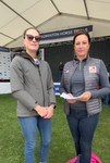 Rising eventing star Caroline Harris (left) at Badminton Horse Trials 2025.