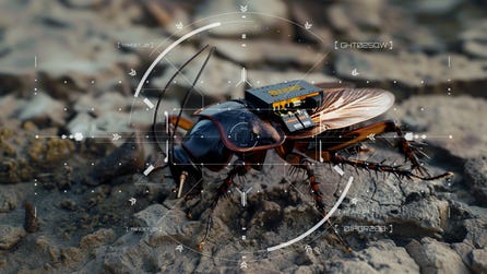 A SWARM Biotactics bio-robotic unit equipped with a custom sensor backpack for intelligence gathering in inaccessible terrain. (Photo: SWARM Biotactics)