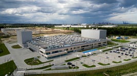 Aerial view of the 25,000-square meter battery energy storage systems manufacturing facility, in Gdansk, Poland, acquired by Lyten from Northvolt. The facility, previously known as Northvolt Dwa ESS, is Europe’s largest energy storage systems manufacturing operation.