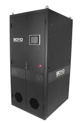 Boyd's high capacity ROL2300 in row coolant distribution unit (CDU) efficiently and reliably cools modern high power AI processors in hyperscale, colocation, and enterprise data centers with up to a 2.3 megawatt capacity. A single ROL2300 can efficiently cool over 10 NVL72 racks. It is optimized to easily fit in data center server rows and designed to maximize service and maintenance efficiency. With high-capacity flow and pressure capabilities, customers are enabled to use fewer CDUs in AI liquid cooling applications.