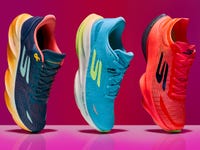 Introducing the Skechers AERO Series of technical running shoes: Skechers AERO Burst, Skechers AERO Spark, and Skechers AERO Tempo (L-R).