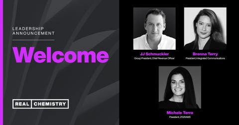 Real Chemistry welcomes JJ Schmuckler, Michele Terra and Brenna Terry.