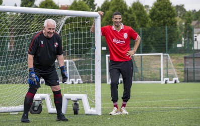 EMBARGOED TO 0001 TUESDAY JULY 29 EDITORIAL USE ONLY Former Liverpool F.C. player David James (right) makes a surprise appearance at a St Helens Walking Football Club friendly match, organised by Carlsberg as part of their initiative to demonstrate that it's never too late to follow your passions. Issue date: Tuesday July 29, 2025.