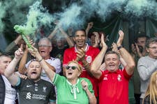 EMBARGOED TO 0001 TUESDAY JULY 29 EDITORIAL USE ONLY Former Liverpool F.C. player David James makes a surprise appearance at a St Helens Walking Football Club friendly match, organised by Carlsberg as part of their initiative to demonstrate that it's never too late to follow your passions.. Issue date: Tuesday July 29, 2025.
