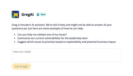 GregAI is available today for free trial users and Intruder customers on the Cloud, Pro and Enterprise plans, allowing security teams to experience contextual, AI-powered vulnerability and security workflow management.