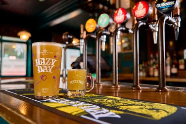 *** FREE FOR EDITORIAL USE *** PETITE PINTS: Greene King Brewery has launched the UK’s tiniest ‘pint’ glasses – just under 3 inches in height - to revive the lost tradition of asking for a taste of beer before committing to a full pint. Their research found that 70% of Brits have never asked for a sample of beer and nearly a third (31%) of Gen Z pubgoers are ‘too nervous’ to ask for a sample. Greene King Brewery calls on the nation to reclaim the taster tradition as it’s now launched Hazy Day Fruity IPA in over 500 Greene King pubs across the UK.