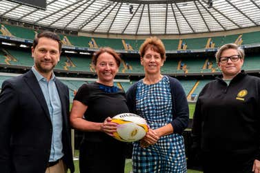 From left to right: Mike Earl, World Rugby Director of Anti-Doping and Game Equipment; Jane Rumble, UKAD Chief Executive; Prof. Kim Wolff, Director of King’s Forensics & Head of the Drug Control Centre; and Aimee Bywater-Lutman, Head of WRWC Business Operations.