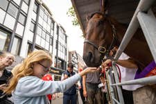 EDITORIAL USE ONLY Karina, aged 7, attends a National Racehorse Week event in Chester city centre, where the public can meet and interact with racehorses and take part in racehorse-themed activities, including riding a mechanical horse and using VR headsets. Picture date: Wednesday August 27, 2025. PA Photo. Over 100 free events will take place at venues across Britain from August 23 to August 31, aimed at bringing racing closer to people of all ages and backgrounds.