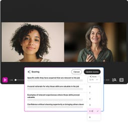 Image showing TestGorilla's conversational AI video interview with auto-scoring