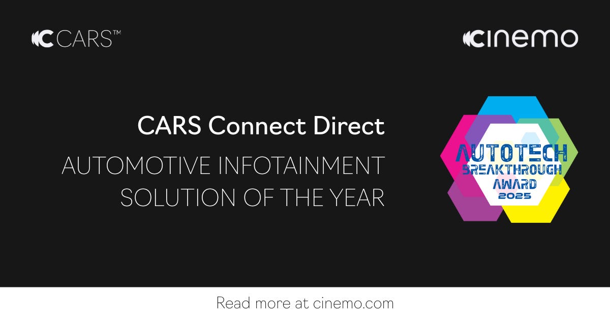 Cinemo CARS™ Connect Direct Named 2025 Automotive Infotainment Solution ...