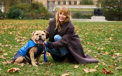 EDITORIAL USE ONLY Television personality and animal rights advocate, Olivia Attwood and Battersea dog Teddy a one year old Pocket Bully, join animal welfare charity, Battersea, outside the Houses of Parliament in London to celebrate ahead of the of Animal Welfare (Import of Dogs, Cats and Ferrets) Bill passing on November 21, which will ban the importation of dogs and cats with mutilations into the UK. Picture date: Thursday November 20, 2025.
