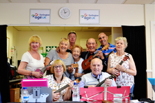 Age UK Darlington ukulele group, supported by Point North Community Foundation. Image courtesy of Point North Community Foundation.