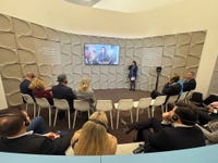 Roshni Nadar Malhotra, Chairperson of HCL Group, congratulates the winners of ‘Water Resilience Challenge’ under the Aquapreneur Innovation Initiative in Davos.