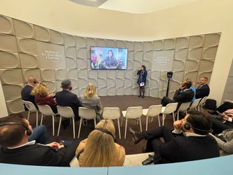 Roshni Nadar Malhotra, Chairperson of HCL Group, congratulates the winners of ‘Water Resilience Challenge’ under the Aquapreneur Innovation Initiative in Davos.