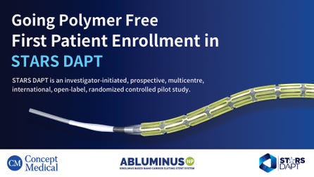 Concept Medical announces first patient enrollment in the STARS DAPT randomized clinical trial evaluating Abluminus™ NP polymer-free DES