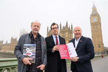 EMBARGOED TO 0001 THURSDAY MARCH 5 EDITORIAL USE ONLY (left to right) Sir Tim Smit, Co-founder of the Eden Project, Noah Law, Labour MP for St Austell and Newquay and Andy Jasper, CEO of the Eden Project deliver the landmark Eden Project 25-year Impact Report to the Houses of Parliament in London, outlining the charity’s contribution over the past 25 years, including £6.8 billion in economic activity generated since its opening in 2001. Issue date: Thursday March 5, 2026. PA Photo.