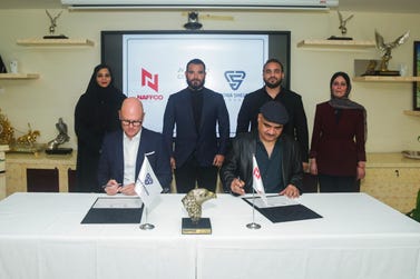 Left: Verona Shelters: Eng. Shaikha Ali Rashed Al Kaabi, (MD UAE) and Mikko Lahtonen, (Executive Director Middle-East); Naffco Group: Eng. Khalid Al-Khatib (CEO); Mr. Ahmed Khalid Al-Khatib, (Group Managing Director); Mr.Ali Khalid Al-Khatib, (Group Managing Director); Ms.Nour Alyazji, (Business Development Director)