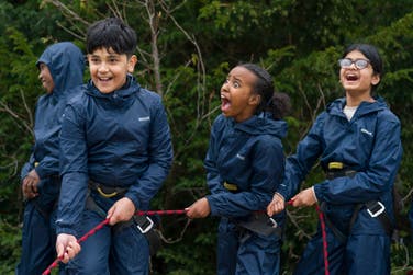 EMBARGOED TO 0001 MONDAY MARCH 16 EDITORIAL USE ONLY Year 5 & 6 pupils (names not given) from Tinsley Meadows Primary School in Sheffield take part in activities at PGL Dearne Valley in Doncaster, as PGL announces an expanded partnership with Regatta Great Outdoors, supplying 6,000 waterproof jackets and trousers to support its Breakthrough Fund. Issue date: Monday March 16, 2026. PA Photo. This initiative aims to remove equipment barriers so more children can access residential outdoor education.