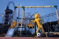 EDITORIAL USE ONLYGeneral view of replica chemotherapy‑wire sculptures installed at London’s Queen Elizabeth Olympic Park by Great Ormond Street Hospital Charity and created by Andy Goff to highlight the impact of rising childhood cancer diagnoses on families across the UK, as part of the charity’s mission to ensure every child has the best chance and best childhood possible. Picture date: Tuesday March 17, 2026. PA Photo.