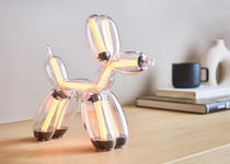 Balloon Dog Lamp Chromatic Platinum — warm white lighting