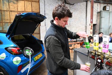 EDITORIAL USE ONLY Mike Gammell, Days Brewing Co. co-founder, during the launch event of Ford and the brewery’s new 0.0% beers at The Film Shed in London, inspired by journeys undertaken by the Puma Gen‑E car throughout the UK. Issue date: Friday March 27, 2026. PA Photo.