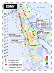 Figure 1: Road Cut Zone Drill Hole Locations and Simplified Geology