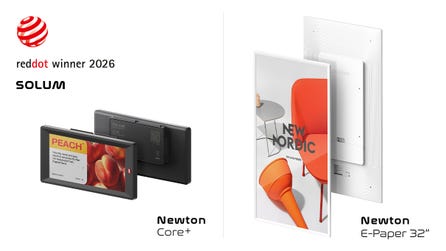 Red Dot Product Design Awards 2026 highlight Newton Core+ and Newton E-Paper 32” (Image: SOLUM)