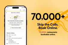 70,000+ restaurants bookable online.