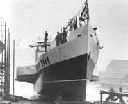 Waverley meets her element for the first time at her launch - 2nd October 1946.