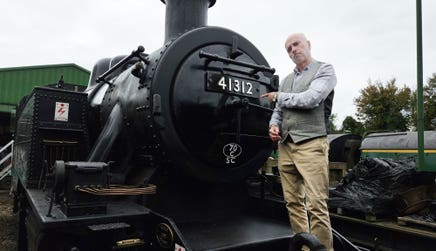 Series presenter Stephen with a loco