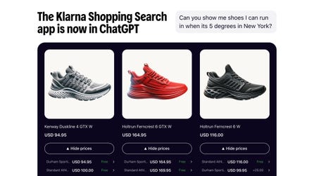 The Klarna Shopping Search app is live in ChatGPT