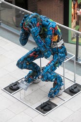 EDITORIAL USE ONLY General view of Anguish, a 2.4 metre sculpture constructed from reclaimed tools by artist Ptolomy Erlington in partnership with Wickes, at Leeds Trinity Shopping Centre, highlighting the emotional and financial impact of tool theft in one of the UK’s hardest‑hit regions. Picture date: Wednesday May 27, 2026. PA Photo.