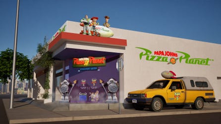 Rendering of the Papa Johns Pizza Planet in Los Angeles