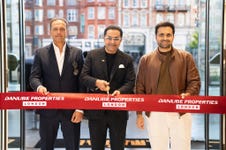 Atif Farid, Head Business Development (UK); Rizwan Sajan, Founder and Chairman of Danube Group; and Adel Sajan, Managing Director of Danube Group, at the launch of Danube Properties' new sales office in Central London. (Photo: AETOSWire)