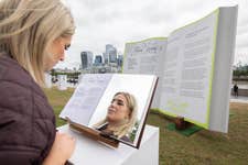 EDITORIAL USE ONLY Anna Whitehouse, founder of Mother Pukka, views the ‘Missing Pages’ installation, unveiled by Ancestry in London to launch ‘The Parity Principle’, a new framework aimed at ensuring women from the past are recognised and celebrated for their contributions to society. Picture date: Wednesday June 3, 2026. PA Photo. The activation highlights new Ancestry research revealing that men are mentioned more than four times as often as women in UK Key Stage 3 history textbooks, while more than half of the public admit they are more confident naming male historical figures than female ones.