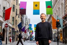 EDITORIAL USE ONLY Artist Ugo Rondinone unveils a series of 27 flags along Bond Street in London as part of the ninth edition of the annual Art in Mayfair, curated by the New West End Company in partnership with the Royal Academy of Arts during the 258th Summer Exhibition. Picture date: Monday June 8, 2026. PA Photo. The flags are based on the artist’s signature ‘sunrisesunset’ watercolour paintings and will adorn the street from today until mid-August.