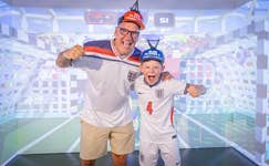 EDITORIAL USE ONLYPaul Merson and his son Freddie mark Father’s Day by taking part in the Football Arcade game at Immersive Gamebox in London, which is available until 31st August. Picture date: Sunday June 21, 2026.