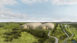 Rendering of Energy Dome's CO2 Battery project near Rhode, County Offaly, Ireland.