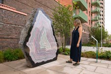 EDITORIAL USE ONLY General view of the newly unveiled ‘The Dagenham Agates’ by artist Ruth Ewan at Dagenham Green, East London. Picture date: Tuesday June 23, 2026. PA Photo. The major new public artwork, commissioned by housing association Peabody and housebuilder The Hill Group, honours the Ford Dagenham sewing machinists whose historic strike action paved the way for the landmark 1970 Equal Pay Act. Created in collaboration with the local community, the installation preserves a vital piece of history at the centre of East London’s newest neighbourhood, built on the site of the former Ford Dagenham car plant.