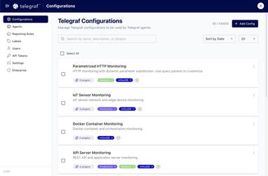 Telegraf Controller centralizes configuration management, enabling teams to create, organize, and update Telegraf configurations consistently across large agent fleets.