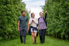EMBARGOED TO 0001 THURSDAY JUNE 25 EDITORIAL USE ONLY Walkers take part in a Thatchers and OS Maps ‘Pint‑Sized Walk’ in Sandford, Somerset as the brands launch new UK trails linking walking routes with pubs. Issue date: Thursday June 25, 2026. PA Photo.
