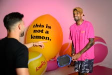 EDITORIAL USE ONLY Nick Kyrgios takes part in a pop‑up pickleball event held by Hello Nancy in London's Regent's Park ahead of the 2026 Wimbledon Championships, which begin on Monday. Picture date: Saturday June 27, 2026.