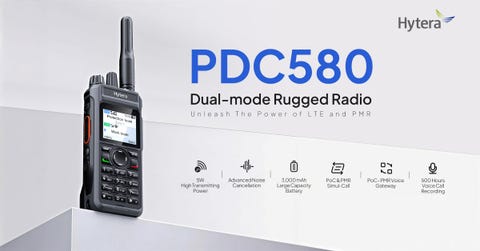 Built to connect LTE and PMR, the Hytera PDC580 brings dual-mode communication into one compact rugged radio.