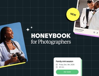 The future of photography workflows is here. From booking to gallery delivery, HoneyBook is introducing new features designed to help photographers do their best work. Learn more in the latest press release.