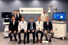 Pictured at the expanded Histotripsy Training Center in Hong Kong. Front row (left to right): Dr. Angus Yuen, Chief Medical Officer, Gleneagles Hospital Hong Kong; Prof. Albert Chan, Director of Liver Cancer Surgery Centre, Gleneagles Hospital Hong Kong; Dr. Kenneth Tsang, Regional Chief Executive Officer, IHH Healthcare North Asia, and Chief Executive Officer, Gleneagles Hospital Hong Kong; Dr. Vince Lau, Director of Interventional Radiology Centre, Gleneagles Hospital Hong Kong; Dr. Joe Herman, Vice President, Medical Affairs, HistoSonics. Back row (left to right): Jay Lee, APAC Regional Manager, HistoSonics; Eric Kwong, Hong Kong Sales Manager, Transmedic; Matt Brown, Director of OUS Professional Education, HistoSonics.