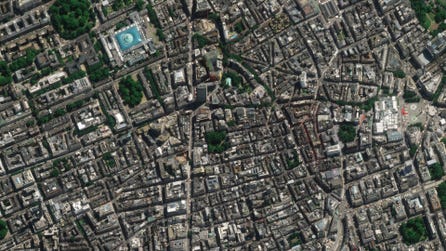 Pelican image over Planet’s new office in Soho on June 25, 2026. © 2026 Planet Labs PBC. All Rights Reserved.